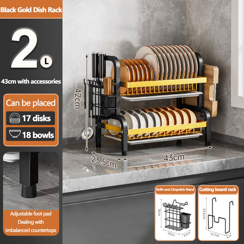 Haushalt Multifunktionale Küche Geschirr Rack Trocknen Lagerung Organizer Schalen Stäbchen Utensilien Schrank Arbeitsplatte Platzsparend: Orange