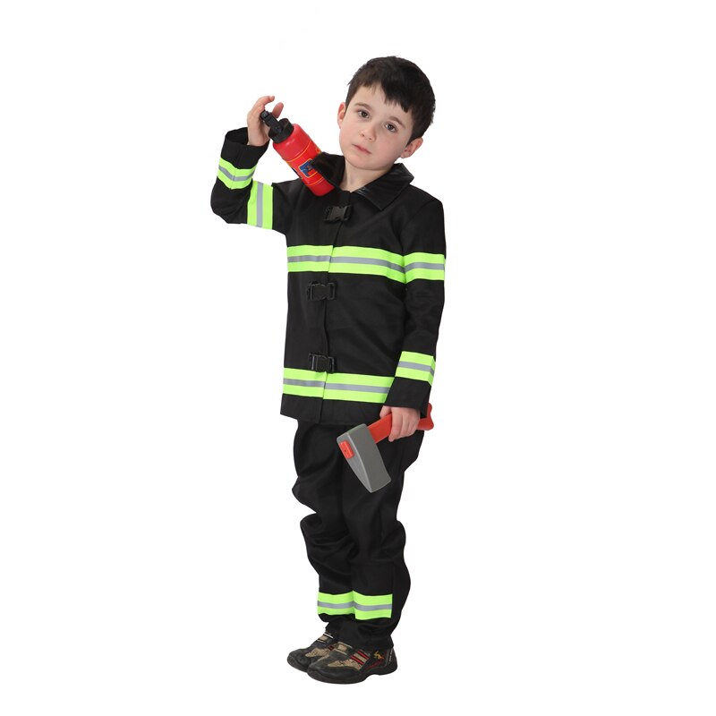 Costume petit pompier pour enfants, vert, Costume de pompier, vert, pour garçon, Halloween, purge, carnaval, tenue Mardi Gras