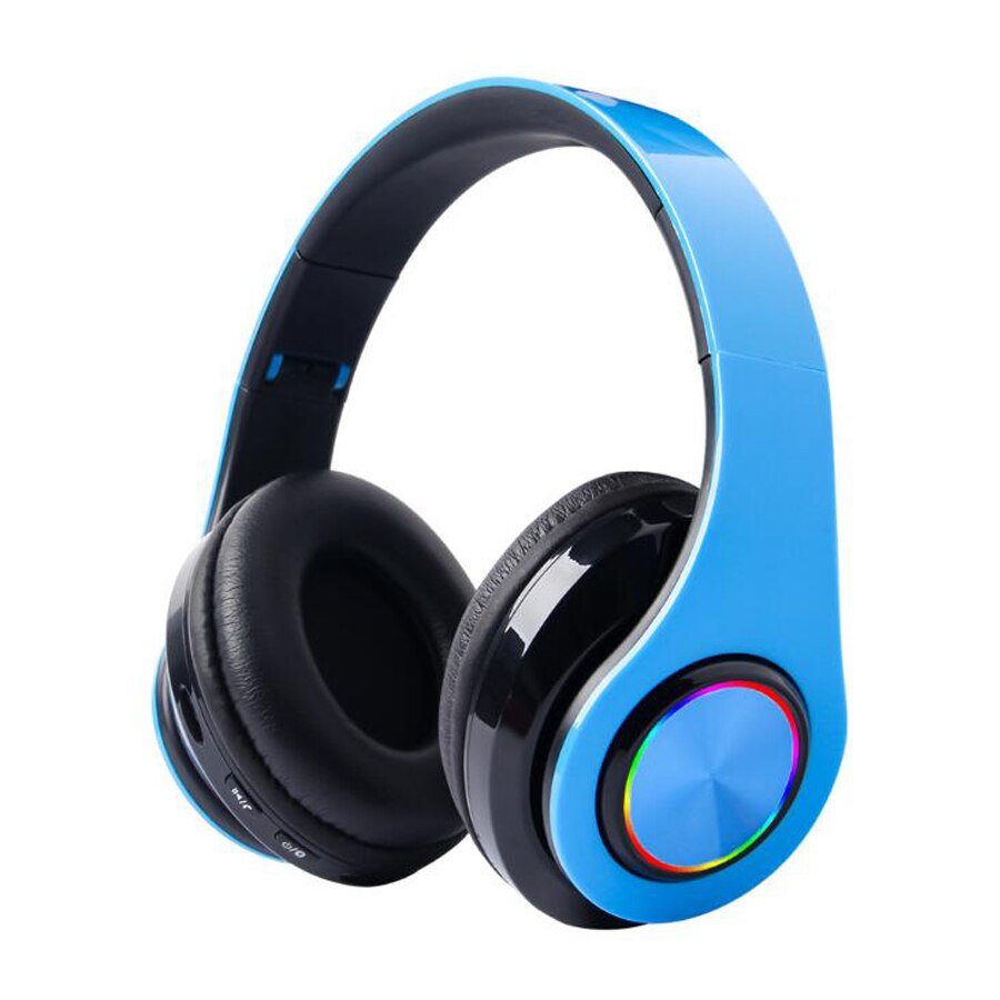 Bluetooth Kopfhörer Drahtlose Kopfhörer Gaming Headset Super Bass mit Mikrofon TF Karte Cordless helme Für Telefon PC Computer: blue