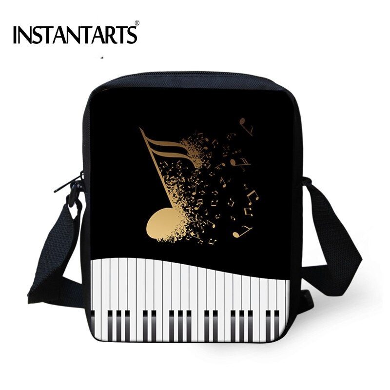 INSTANTARTS Music Note Piano Crossbody Bag Brand School Student Bookbag Mini Messenger Bag Flap Handbag Schoolbag