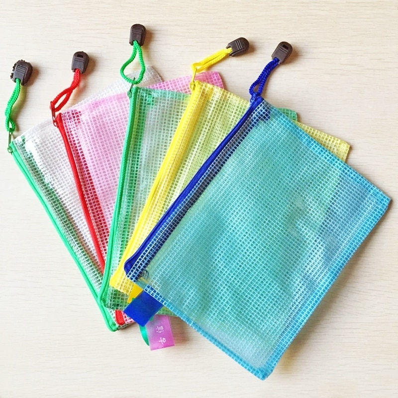 12 Uds. De bolsas de plástico con cremallera para material de papelería, carpeta de archivos, suministros escolares y de oficina, Color aleatorio, A3, A4, A5, A6, B4, B5, B6