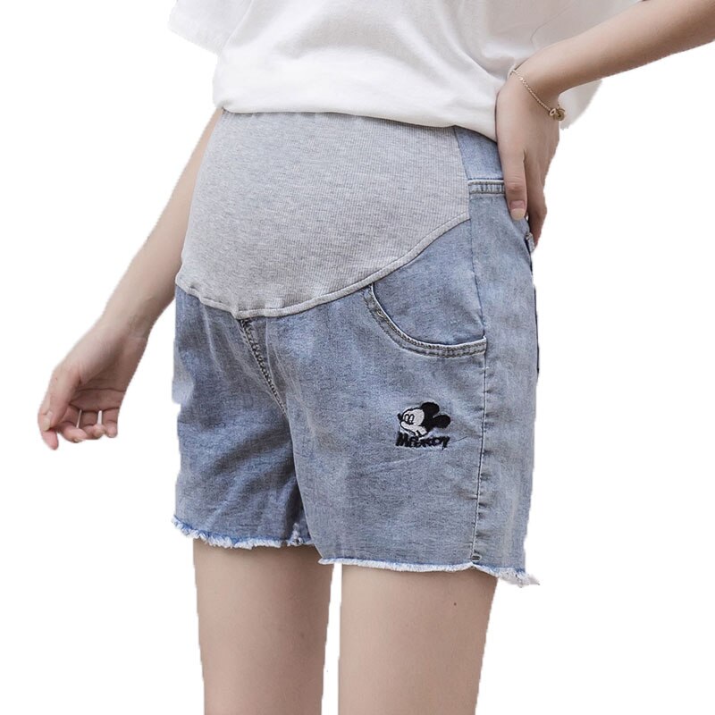 7921 # mutterschaft Jeans kurze Hose Mutterschaft Jeans Sommer Abgeschnitten Denim Hosen Bauch Unterstützung Bauch Elastische Taille Mutterschaft Hosen
