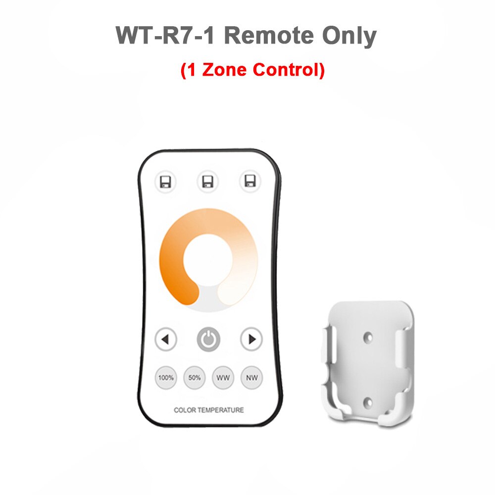 LED Dimmer Switch CCT 12V 24V 36V RF Wireless 2.4G Remote Smart Wifi 2CH WW CW LED Controller for CT Single Color LED Strip V2-L: R7-1 Remote Only
