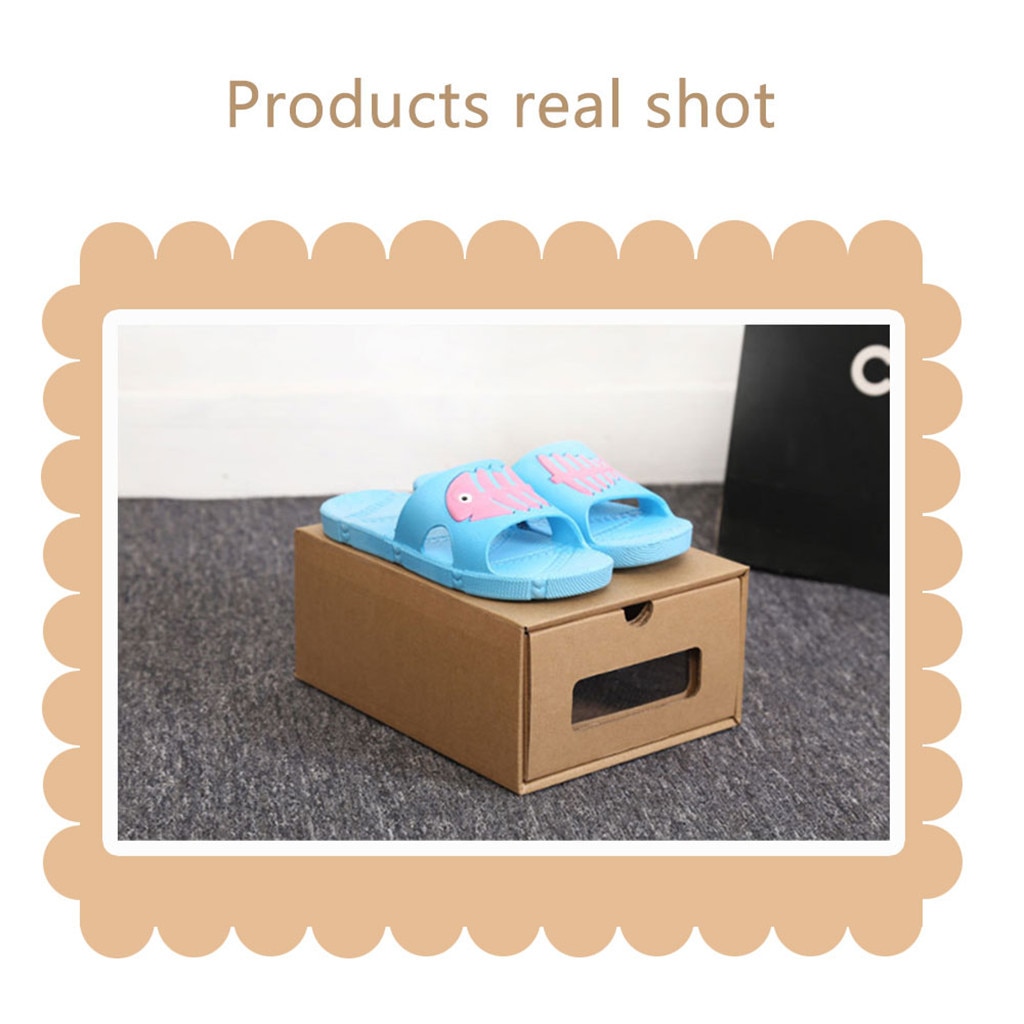 Thickened Kraft Cardboard Shoes Box For Men Women Children Transparent Drawer Shoebox Shoes Stoage Case Organizador De Zapato