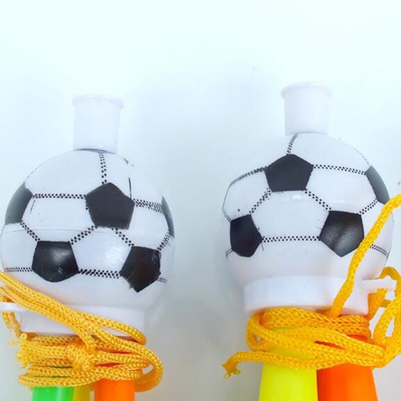 Bocina colorida con forma de pelota de fútbol tres tubos con cuernos de voz agudos para de cumpleaños haz suministros de sonido