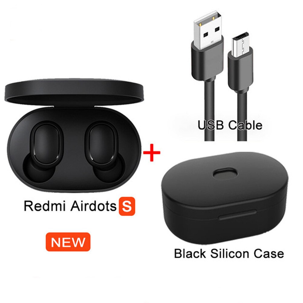 Originele Xiaomi Redmi Airdots S Bluetooth Oortelefoon Draadloze Koptelefoon Bluetooth 5.0 Sport Ruisonderdrukking Headset: Add USB black case