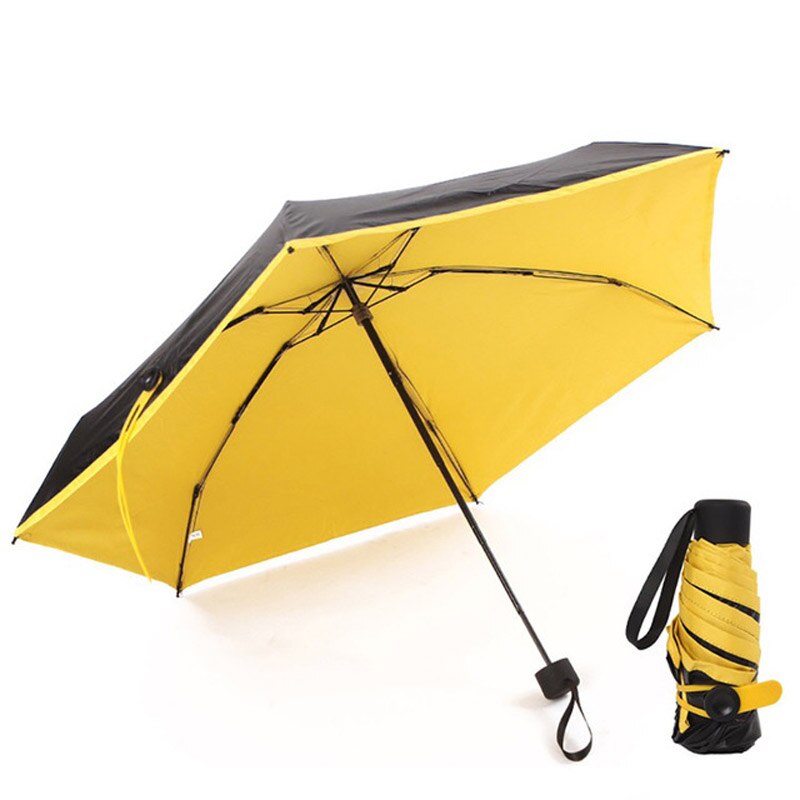 Mini Umbrella Folding Parasol Sunny Anti UV Small Pocket Umbrellas Rain Women Year Paraguas Mujer Sombrilla Ombrello: Yellow