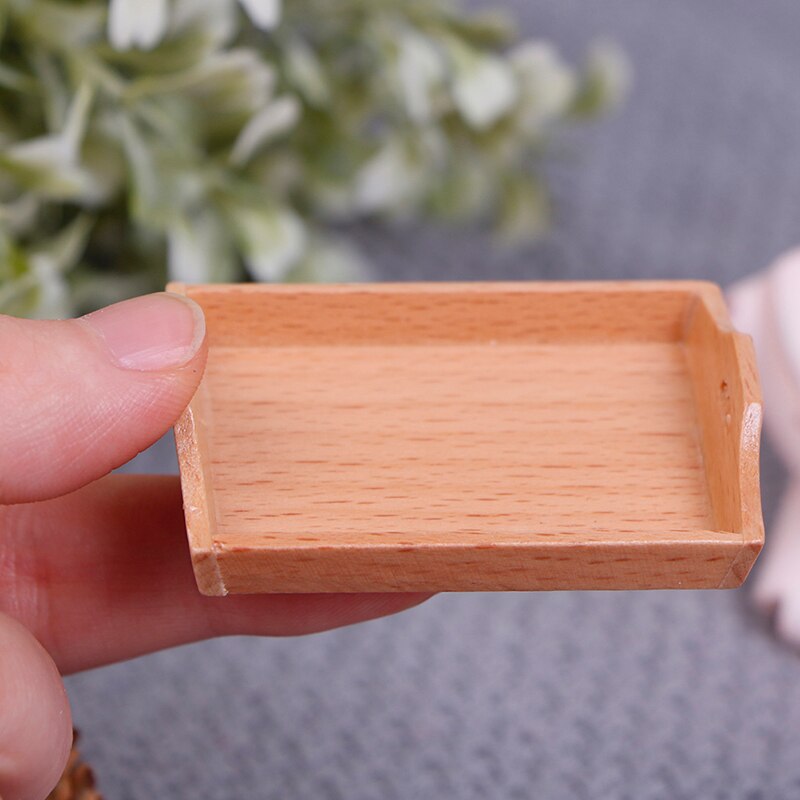 1/12 Dollhouse Miniature Wooden Plate Simulation Tray Model for Doll House Decor