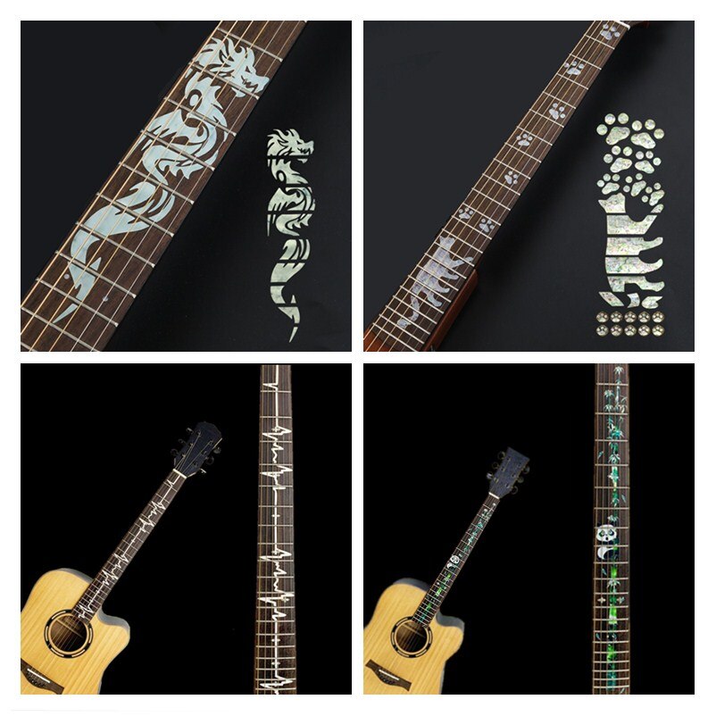 28 Stijlen Cross Inlay Decals Fretboard Sticker Voor Elektrisch Akoestische Gitaar Bas Ultra Dunne Sticker Ukulele Guitarra Accessoires
