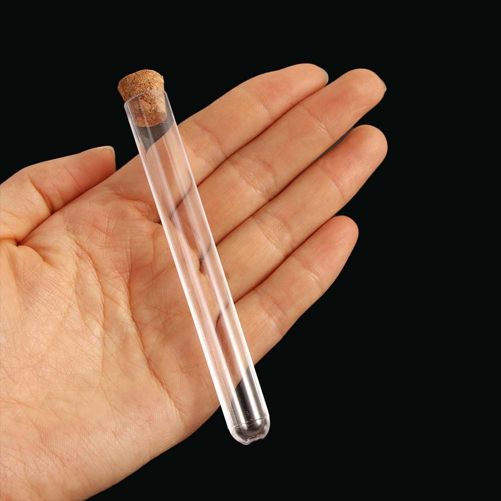 20 pièces/ensemble Tube à essai en plastique avec liège pour laboratoire fournitures de laboratoire scolaire Transparent bouteille vide 12x100mm