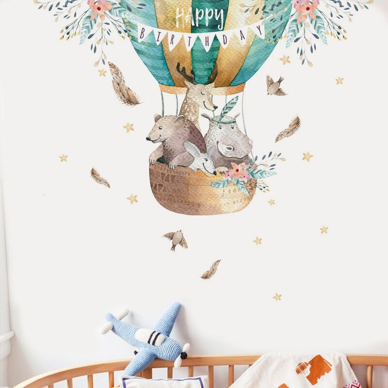 Wallsticker tegneserie luftballon dyreklistermærker børneværelse dekoration boligindretning baby soveværelse væg selvadsivet
