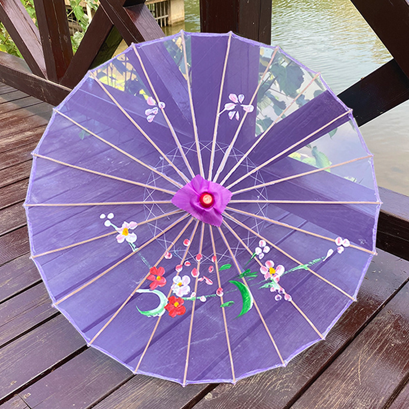 Transparent Silk Umbrella Dance Craft Umbrella Photography Decoration Ceiling Ancient Costume Prop Umbrella Women Hanfu Cosplay: PURPLE