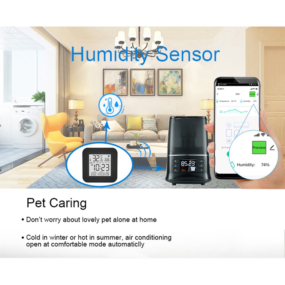 Tuya Wifi Smart IR Remote Control With Temperature And Humidity Sensor For Air Conditioner TV AC Works With Alexa,Google Home