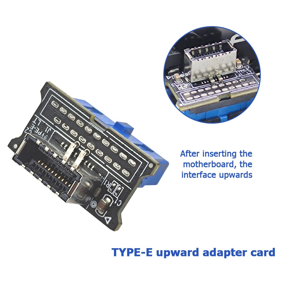 USB 3.0 wewnętrznego 19-Pin płyty głównej do USB 3.1 typu E kluczowym 20-Pin Panel przedni Adapter konwertera do PCI/podwozie