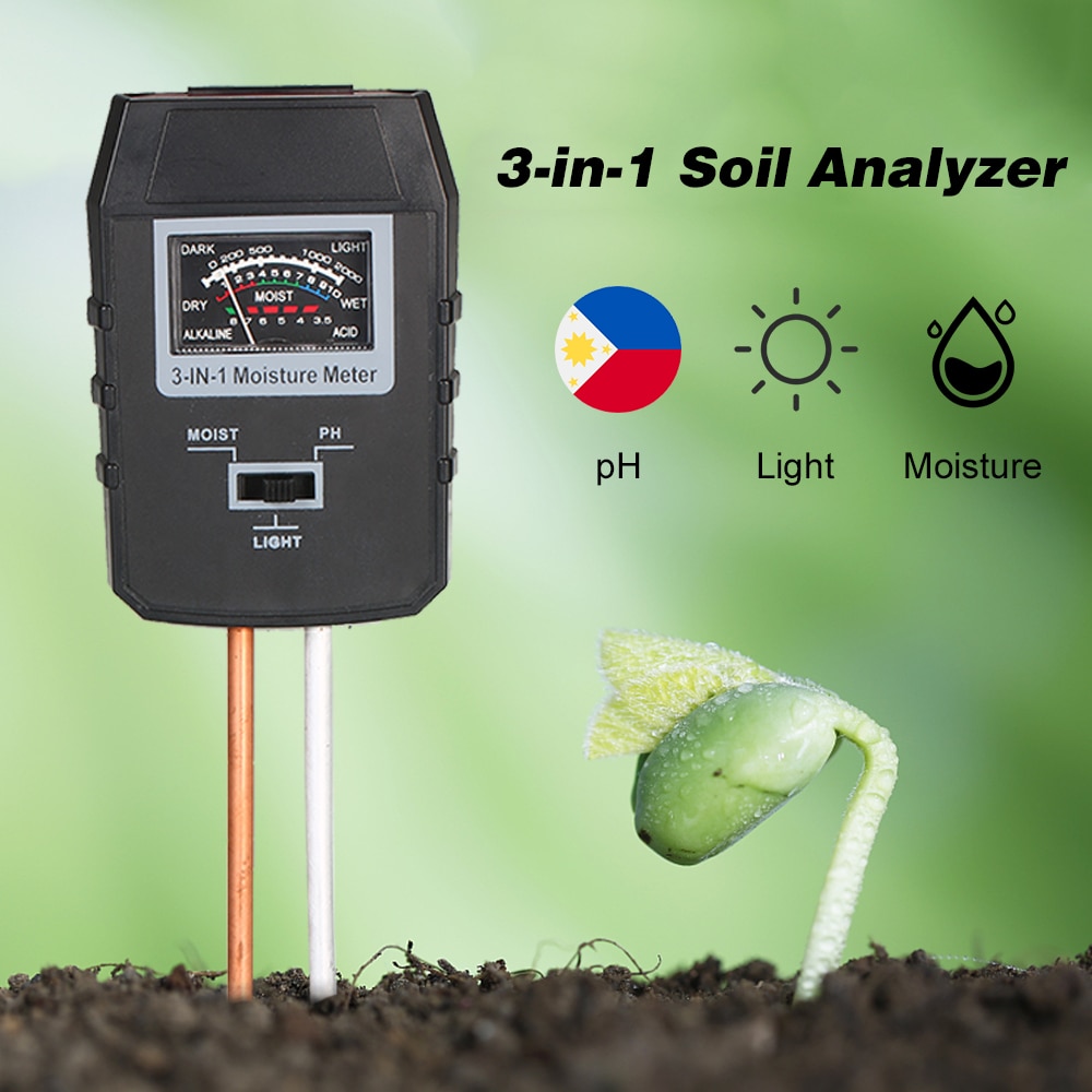 3-in-1 Soil pH Light Moisture Meter Soil Test Kit for Indoor Outdoor Garden Lawn Farm No Battery Required