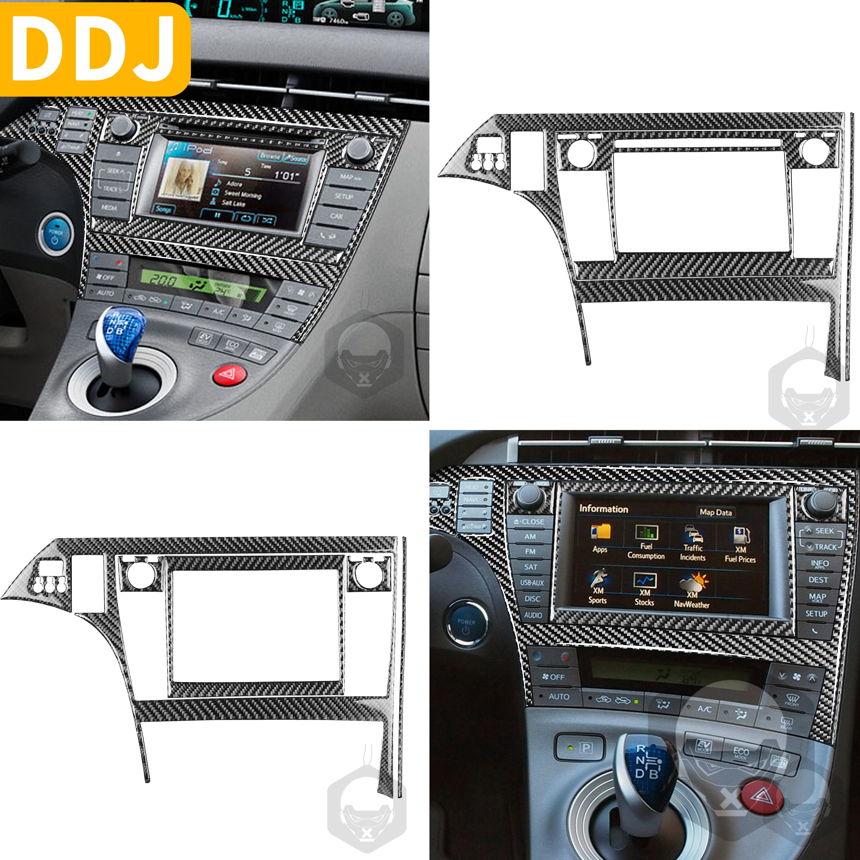 For Toyota Prius XW30 ZVW30 ZVW35 Carbon Fiber Center Console Radio Navigation Display Sticker Car Accessori