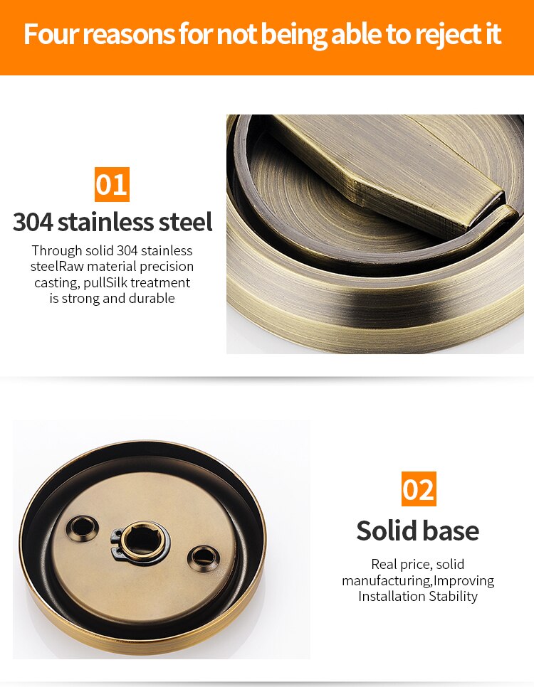 JZPENG invisible door lock bedroom door lock household universal door lock bedroom door lock universal pull ring wooden door loc