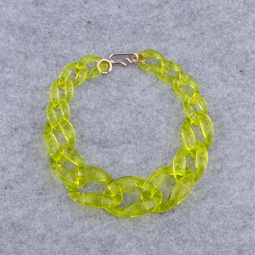 Statement Transparent Neon Green Acrylic Big Chain Choker Pendant Necklace For Women Collar Long Chain Necklaces Jewelry: yellow