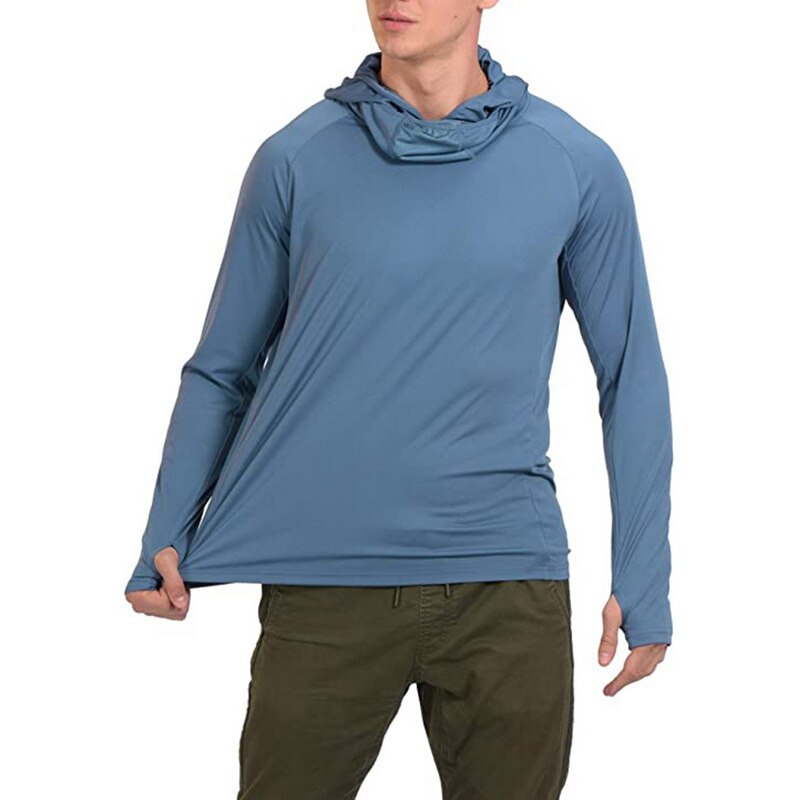 Chemise de pêche à capuche Anti-UV pour hommes, vêtements de randonnée en plein air, protection solaire hauts, séchage rapide
