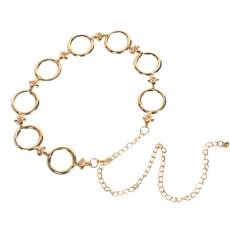 Kvinnor runt kedja bälte kvinnlig guld midja klänning tunna metall bälten 110cm långa tofs fransar kedjor: Default Title