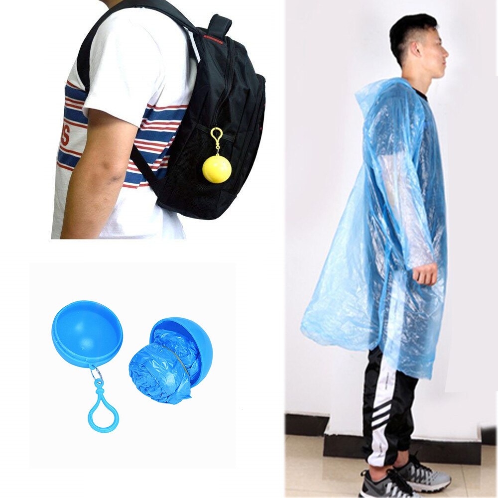 Unisex Waterproof Disposable Portable Rain Jacket Waterproof Poncho Keychain