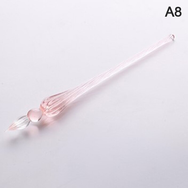 Vintage Handmade Glass Dip Signature Ink Fountain Pen Writing Tool Offices School Stationery With Box: Light pink