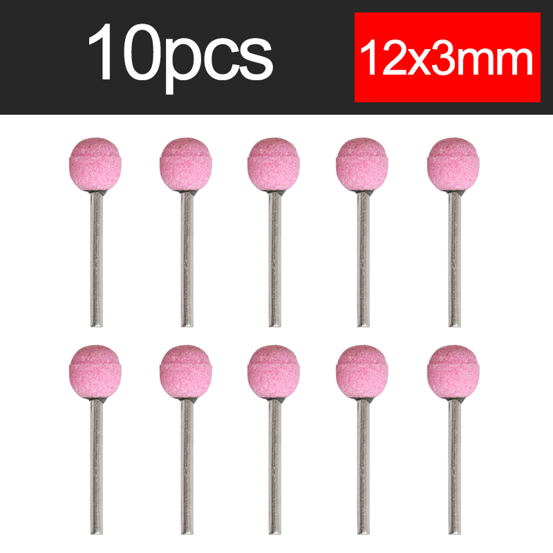 10pcs Ceramic Grinding Head Ball-type Polishing Abrasive Wheel for Rotary Tools Accessary 3mm Shaft Mounted: Brown