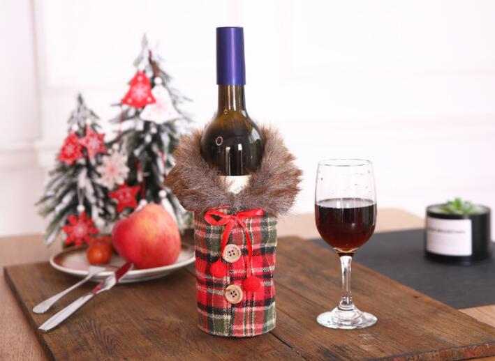 1pc linned vinflaske låg champagne taske jule restaurant indretning glædelig jul rødvin flaske støv låg  qa 248
