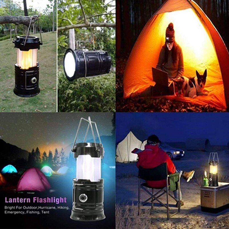 Draagbare Outdoor LED Vlam Lantaarn Zaklampen 3-in-1 Camping Lantaarn voor Orkaan, wandelen Inklapbare AA Batterij Tent Lamp