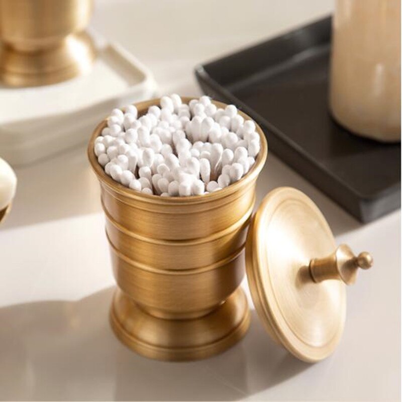 American style copper brass bathroom set toiletries set toothbrush cup holder mouthwash cup antique brass bottle desk soap box: Style B