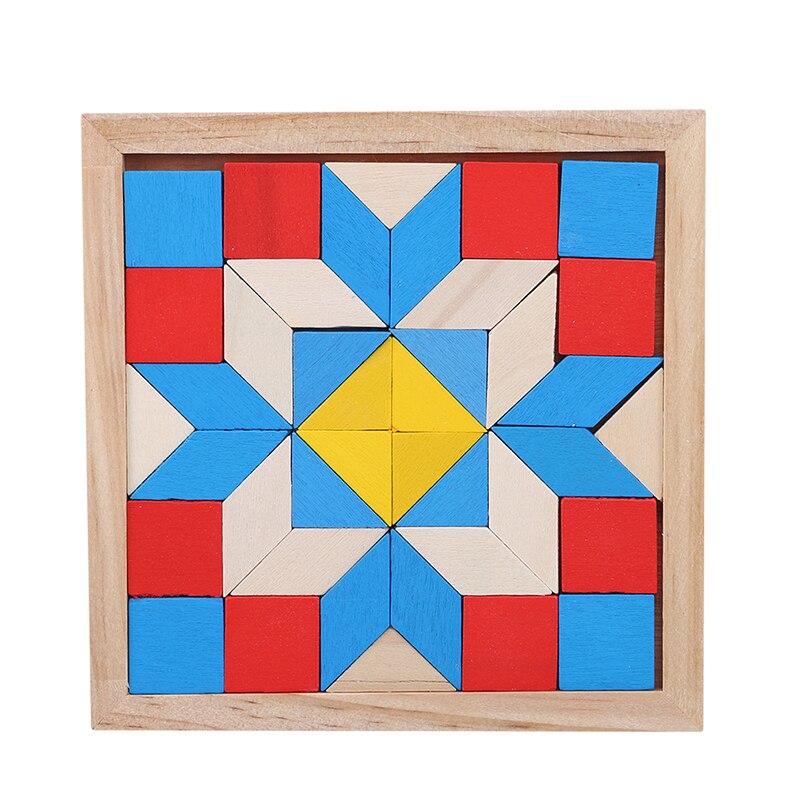 3D Houten Ruit Driehoek Puzzel Kleurrijke Vierkante IQ Spel Brain Teaser Intelligent Math Educatief Speelgoed Voor Kinderen: Default Title