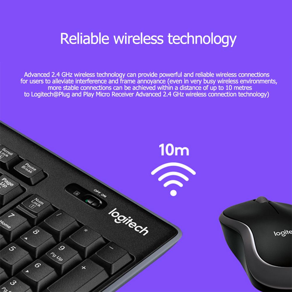 Logitech MK270 2.4G Gaming Office Universal Mice Wireless Optical Mouse Keyboard Combo Set for Desktop Laptop PC