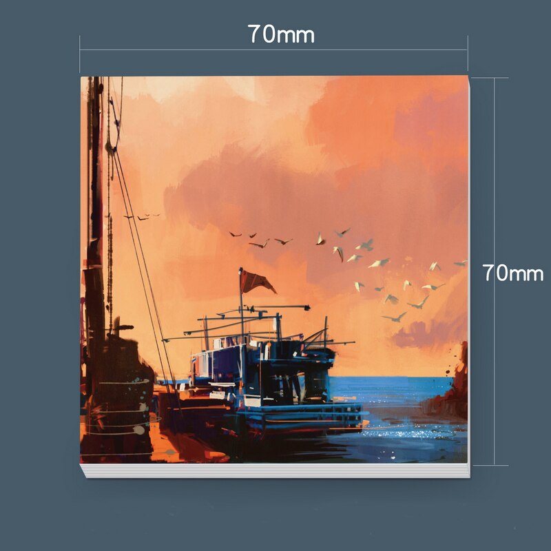 30 Sheets Cartoon Oil Painting View Memo Pad Posted It Sticky Notes Planner Sticker Notepad School Supplies Kawaii Stationery