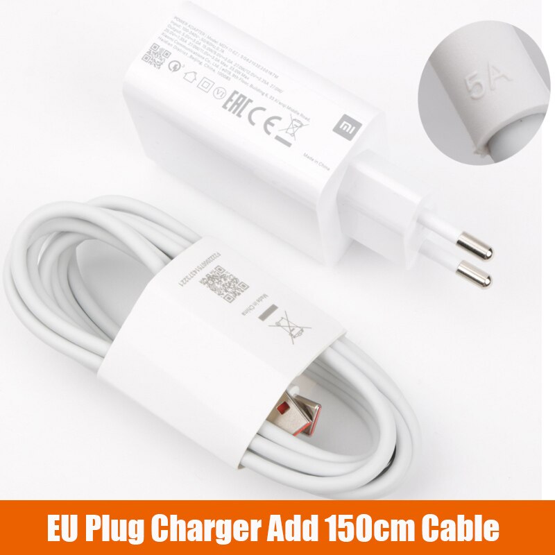 33W charger xiaomi eu Turbo Charge type C cable For Xiaomi redmi note 9 pro POCO X3 nfc Mi 10 9 9t pro note 10 10X LITE: EU add 150cm cable