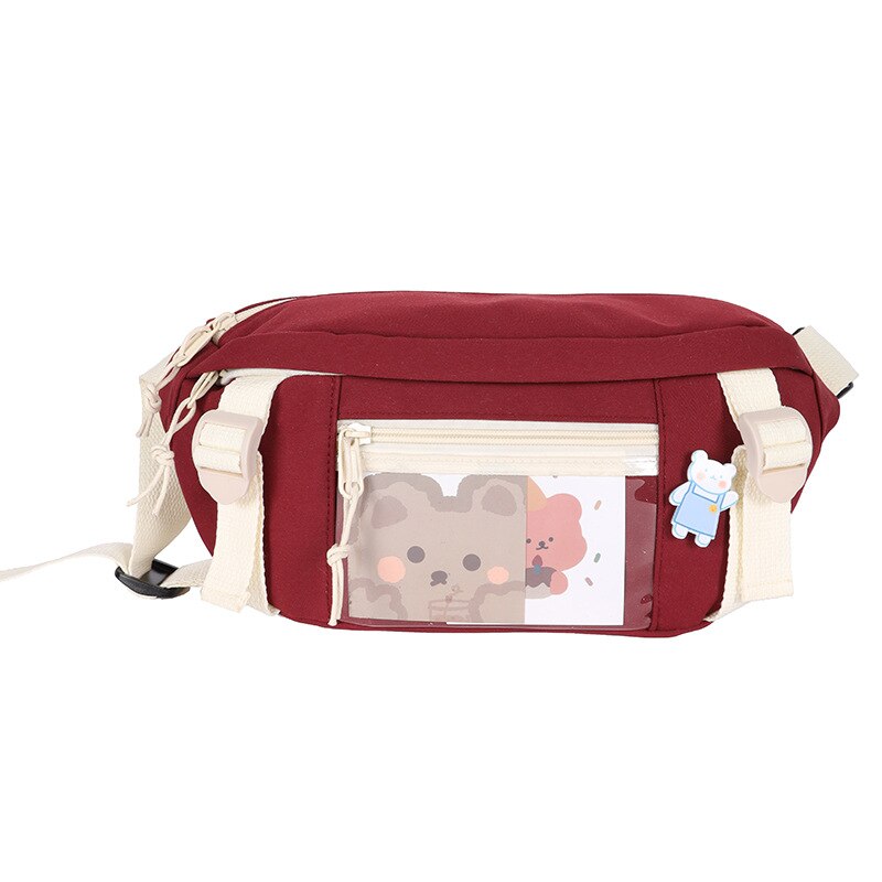 Mode Taille Zakken Vrouwen Nylon Leisure Pure Kleur Fanny Pack Meisjes Crossbody Borst Bag Leuke Student Riem Taille Packs: red