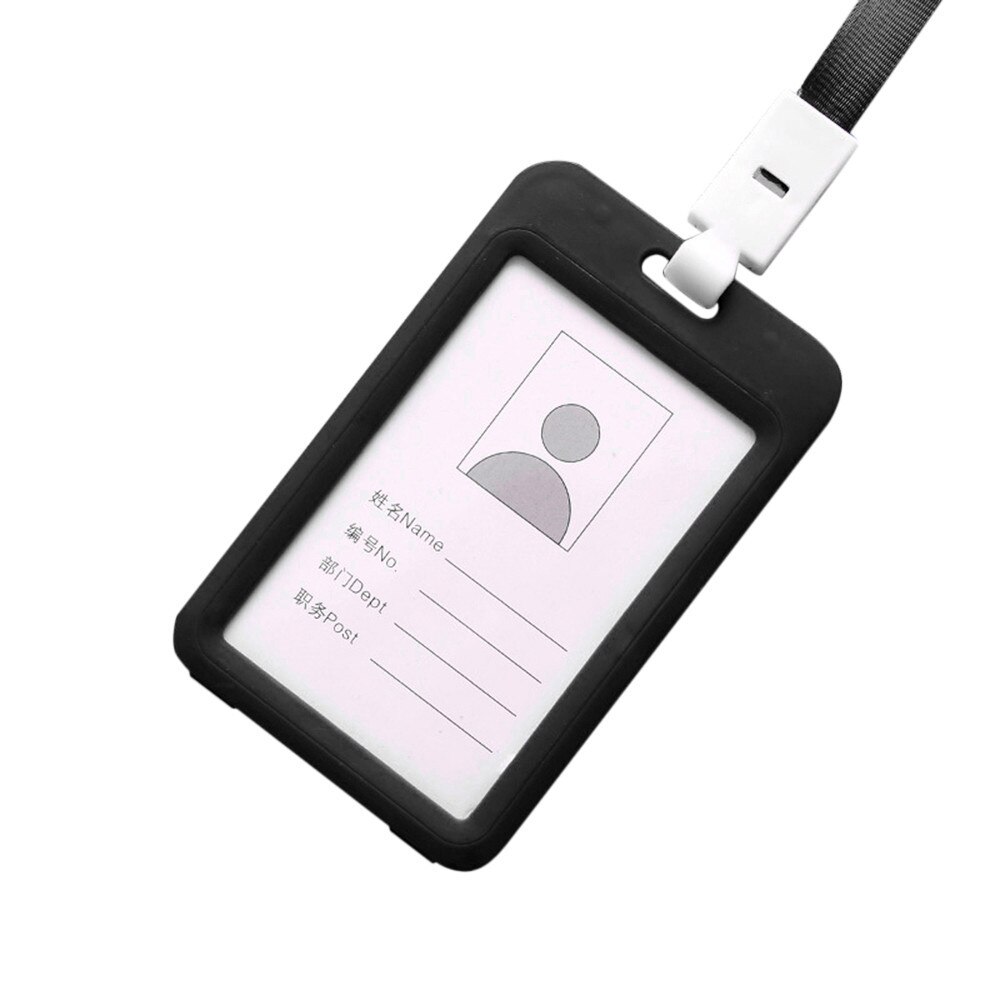 Portable Colorful Employee Plastic ID Card Holder Name Lanyard Neck Strap: A