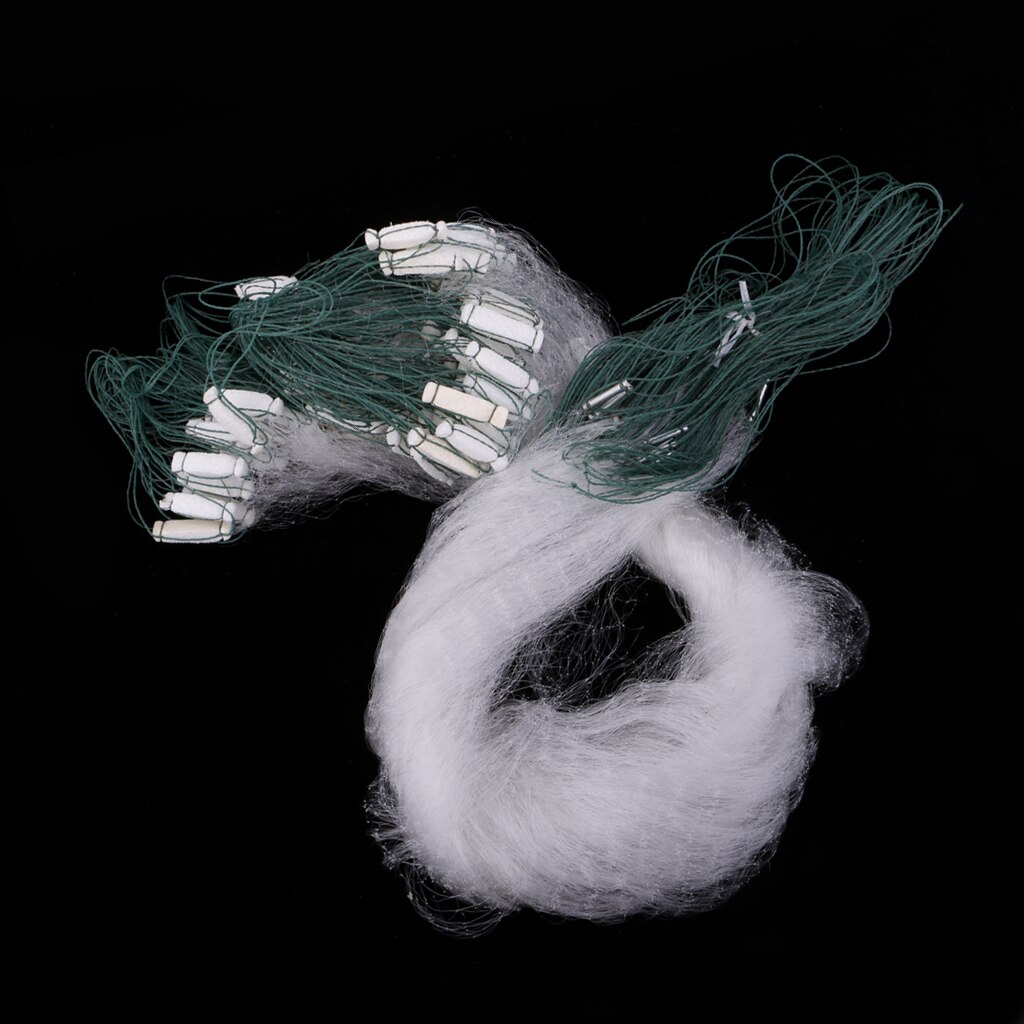 25m Soft Fishing Net With Floating Trap Green White Small Mesh Gill