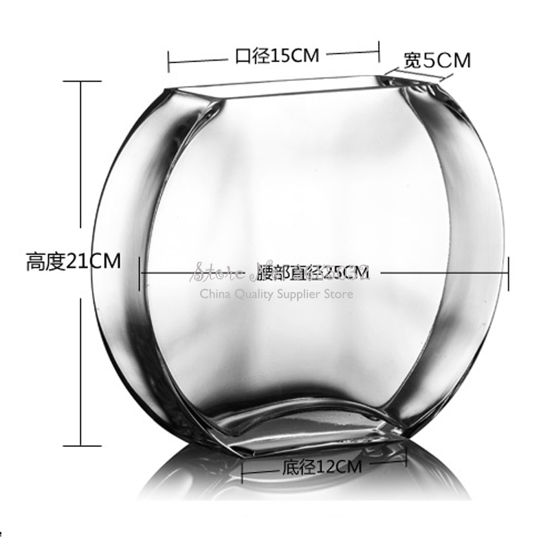 25cm Simple Round Peach Blossom Transparent Glass Fish Tank Gold Fish Tank Flat Round Mini Aquarium Fish Aquarium