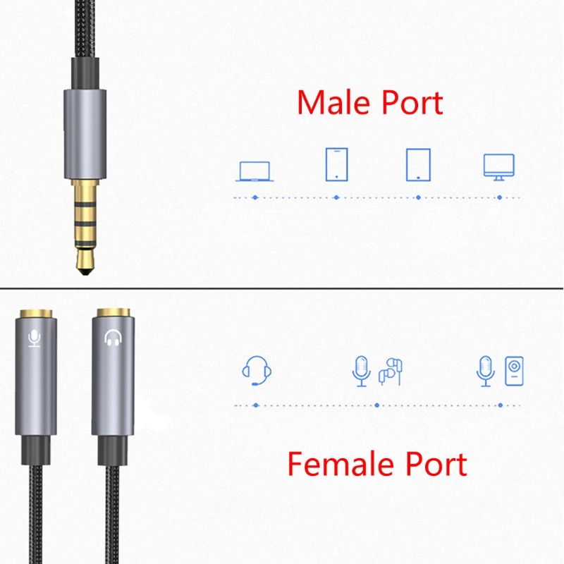Kopfhörer, Mikrofon-Splitter-Adapter, 3,5 mm/USB-C-Kopfhörer und Mikrofon-Adapter, 3,5-mm-Stecker auf 3,5-mm-Buchse, genießen Sie