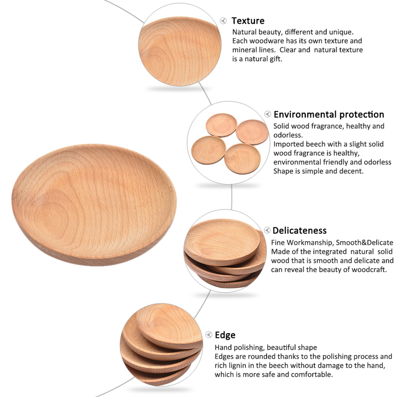Hout Ronde Plaat Schotel Dessert Snack Lade Thuis Restaurant Beuken Massief Houten Ronde Dienblad Voor Thee Kopjes Vruchten
