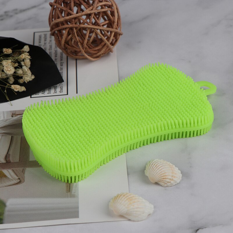 Esponja de silicone para lavar louça, panela de silicone para lavar louça e esponja, ferramenta de limpeza de cozinha: green
