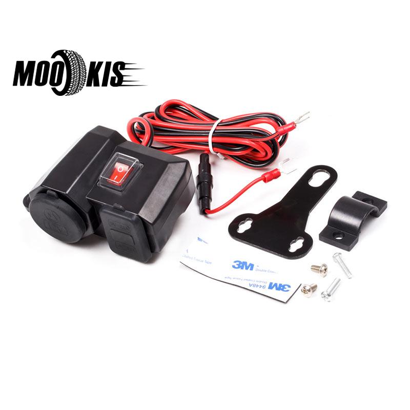 Waterproof Motorcycle USB Charger Power Adapter 12V/24V Socket Voltmeter Display