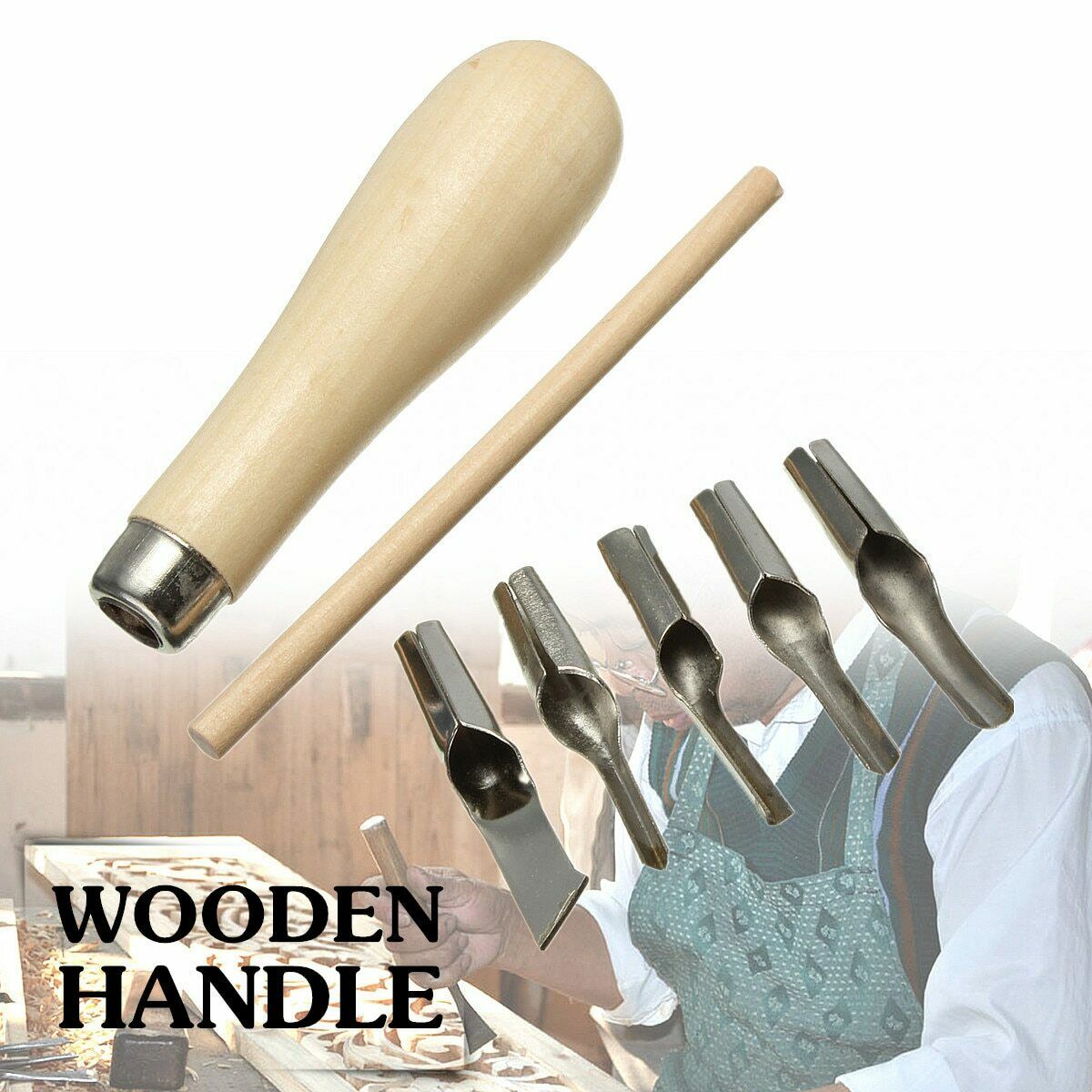 Lino Block Cutting Rubber Stamp Carving Tools with 5 Blades Bits for Print Making DIY Sculpture SCVD889