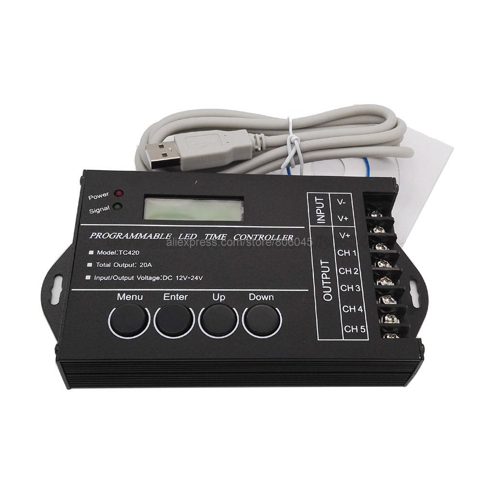 WiFi Time Programable RGB LED Controller TC420 TC421 DC12V 24V 5CH 20A Common Anode PC Phone LED Dimmer for 3528 5050 LED Strip
