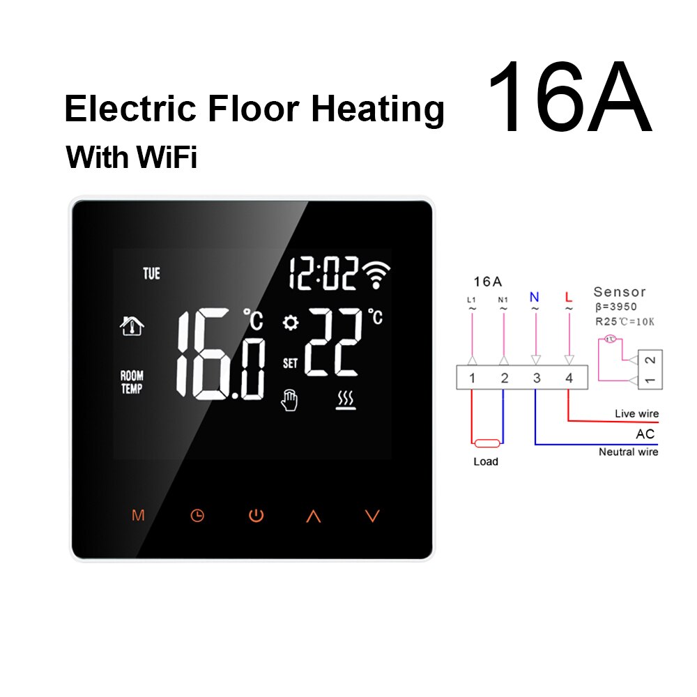 Avatto tuya wifi smart termostat temperaturkontroll för elektrisk golvvärme, vatten/gas panna röstarbete för google home: Wifi 16a elektrisk