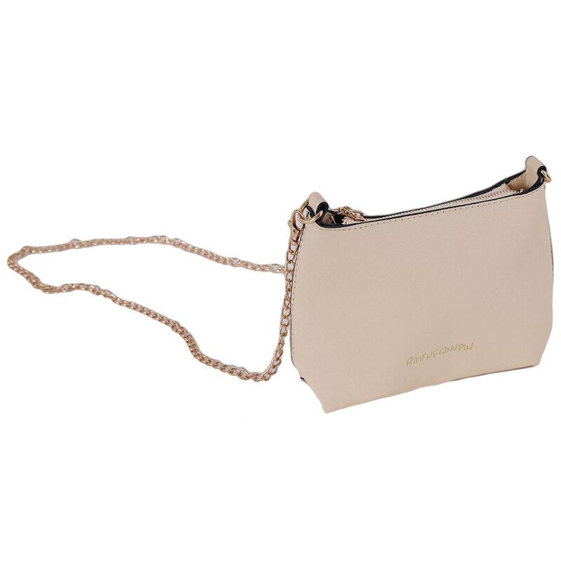 Vierkante kaki kwastgleuf casual witte schouderprint mini tas ketting dameszak rits tas binnenkant: Khaki