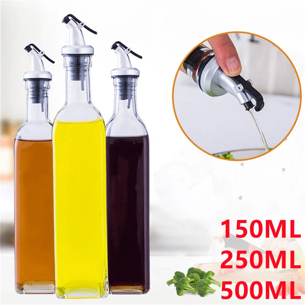 Bote de aceite de 150ML/250ML/500ML, botella de plástico a prueba de fugas para condimentos de cocina, salsa de soja, vinagre, botella de aceite de oliva transparente