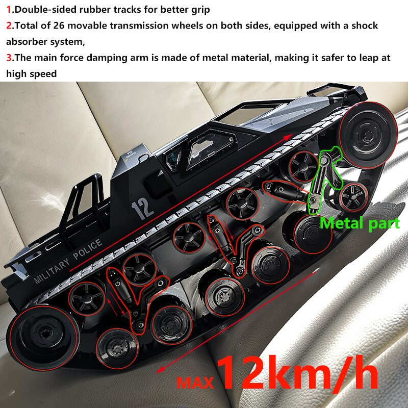 2.4G Rc Drift Tank Auto 1:12 Hoge Snelheid 12 Km/h Volledige Proportionele Controle Voertuig Modellen 5M Waden Diepte vleugelvormige Deur
