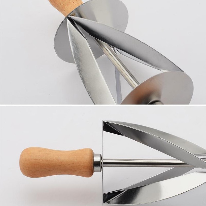 Stainless Steel Rolling Cutter Making Croissant Bread Wheel Dough Pastry Wooden Handle Baking Kitchen Knife