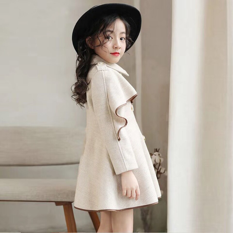 Kinderen meisjes herfst winter plus fluwelen dikke wollen jassen lange mouwen jas voor meisjes van 3-14 jaar